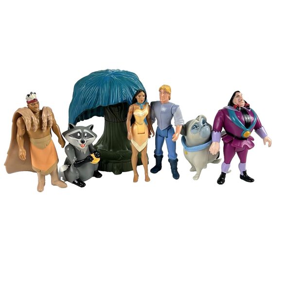 BURGER KING Pocahontas Toy Lot Plastic Figures Kid's Club VTG 90s Cake Toppers - Picture 1 of 8